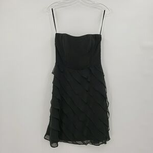 White House Black Market Strapless Black Ruffle Dress